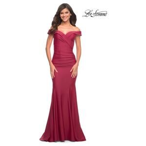NWT La Femme Wine Burgundy Red Off the Shoulder Evening Gown SZ 10